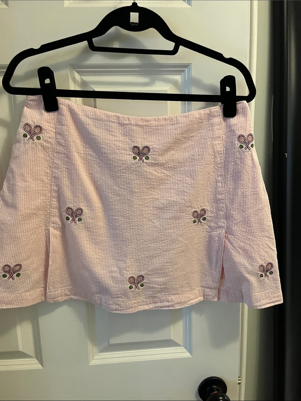 Women’s Pink Embroidered Tennis Skirt Lilypod seersucker tennis rackets
